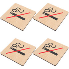  4 Pcs No Smoking Sign Wooden Rectangular Signs for Restaurant
