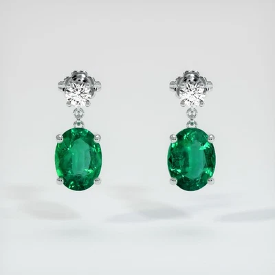Pendiente Zambia Ovalado Verde Esmeralda Platino 950 2.08CT Foto 1 de 4
