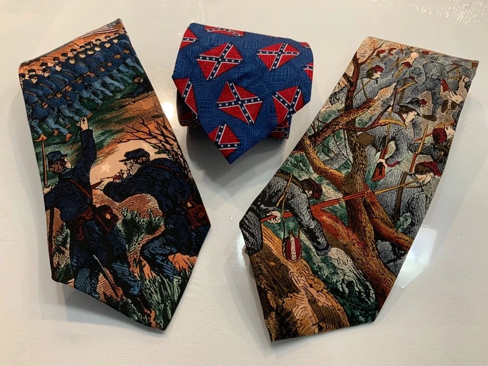 男式 417 Van Heusen & A. Rogers Shiloh Rebel Yell 领带 内战 批量 3 件 — 第 1/4 张图片