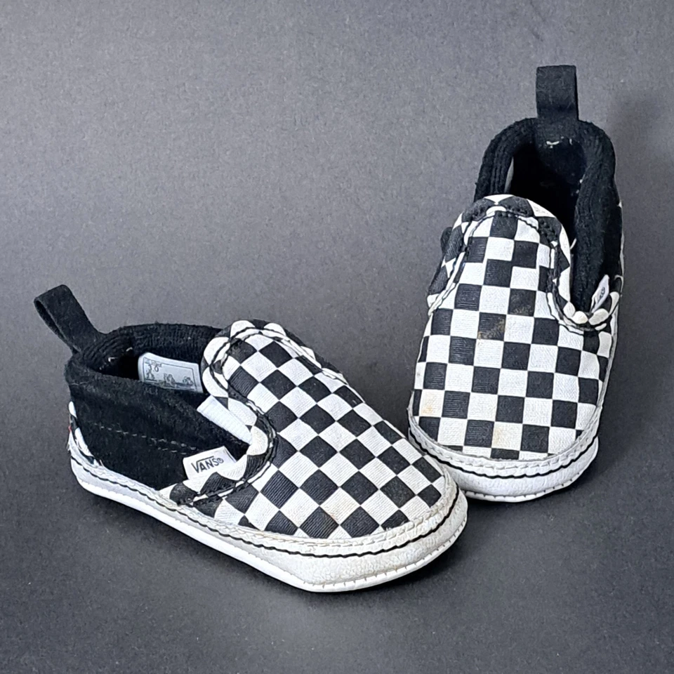 Vans «Off стены» клетчатый скольжения на V кроватки обуви Baby 3.0 младенца черный белый 3 - Изображение 1 из 4