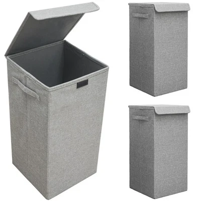 2er Set 50L Wäschekorb mit Deckel 30x30x60 - XXL Wäschesammler Wäschebox Faltbar - Bild 1 von 4