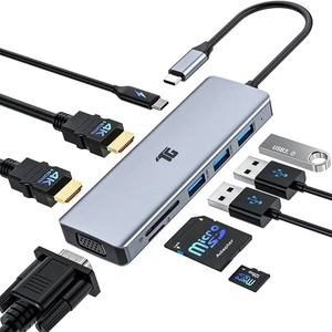 USB C Hub, 9 In 1 Triple Display Collage Display Laptop Docking Station with ... - Picture 1 of 8