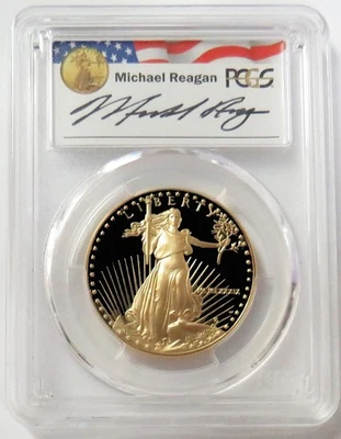 1989 W GOLD REAGAN LEGACY AMERICAN EAGLE $50 COIN 1oz PCGS PR 70 DCAM - Image 1 of 2