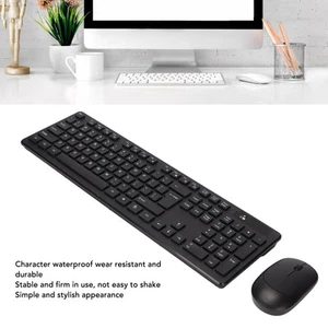 Wireless Keyboard Mouse Combo 2.4G Waterproof 104 Keys ABS 1600dpi Keyboard M CB - Afbeelding 1 van 22