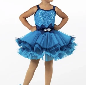 Costume vestito danza bambina Weissman, bambino taglia piccola SC blu paillettes tutù - Foto 1 di 9
