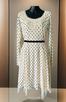 Vestido A'Reve Anthropologie Midi Lunares Crochet Encaje Romántico Dulce Talla L ¡NUEVO CON ETIQUETAS! Foto 1 de 4