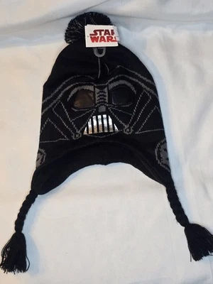Disney Guerra de las Galaxias Darth Vader Pom Pom Gorro Tejido Gorra con Orejeras Negro Foto 1 de 4