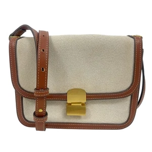 Mango Canvas Umhängetasche mit Klappe Braun Gold Hardware Damen - Bild 1 von 11