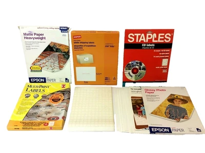 Mixed Lot Staples White Shipping Labels, CD Matte Paper Epson S041257 Open Boxes - Image 1 of 4