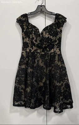 Vestido soprano para mujer negro mezcla de algodón fuera del hombro encaje calce y acampanado talla M Foto 1 de 4