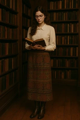 Vintage Dressbarn Tapestry Midi Skirt Sz 12 Earth Tone Boho Cottage Librarian - Image 1 of 4