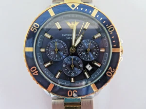 EMPORIO ARMANI AR-8999 QUARTZ CHRONOGRAPH 43MM CASE WR100M STAINLESS STEEL-RBDGK - Picture 1 of 16