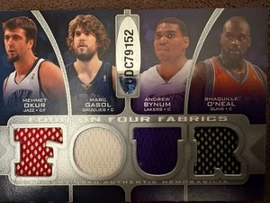 09-10 UD game Used 4 On 4 Fabrics Shaq/ming Gasol Bynum 8 Jersey Relics W/cert - Picture 1 of 3