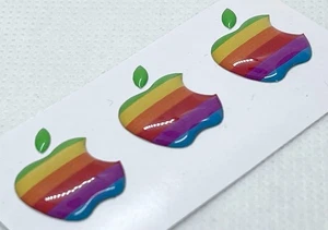 3 pièces, autocollant gel bombé 3D du logo Apple, taille environ 16x12mm, arc-en-ciel - Photo 1 sur 7