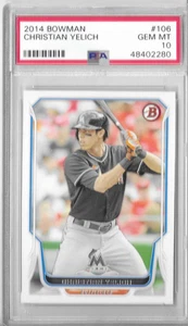 PSA 10 2014 Christian Yelich Miami Florida Marlins Bowman Card #106 MLB Baseball - Picture 1 of 2