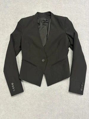 Saba Blazer Jacket Womens 8 Black Lined Long Sleeve Single Breasted One Button - image 1 of 4