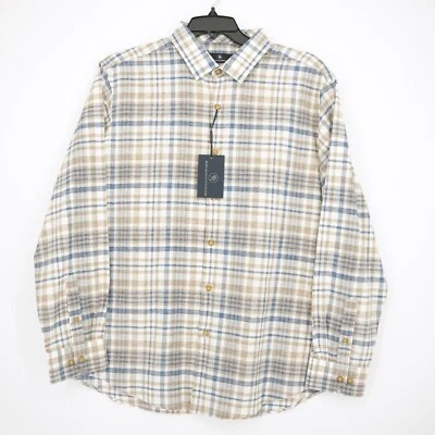 Hart Schaffner Marx Men's Long Sleeve Shirt XL Blue White Beige Plaid NWT $89.50 Foto 1 de 4