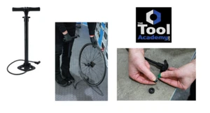 Track Pump Steel Floor Pump Road Mountain Bikes Presta Schrader Valves - Picture 1 of 1