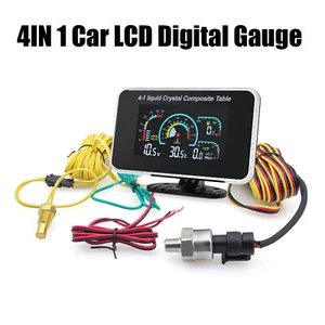 4 in 1 LCD Car Digital Gauge Voltmeter Oil Pressure Fuel Level Water Temp 12-24V - Picture 1 of 15