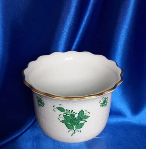 HEREND Apponyi Grün Blumentopf Handgemalt Porzellan Übertopf - Bild 1 von 6