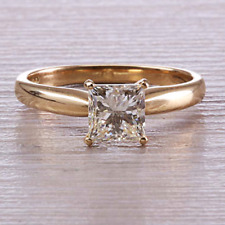 2.0 TCW Princess Cut White Moissanite Engagement Ring In 14k Yellow Gold Plated