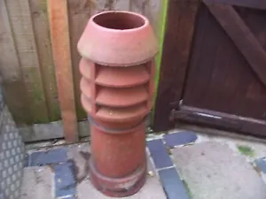 More details for large &amp; heavy old clay terracotta -  louvred chimney pot - garden planter.