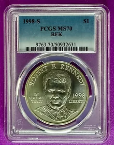 1998 S $1 Silver Robert F. Kenedy RFK Commemorative PCGS MS70 (631) - Picture 1 of 2