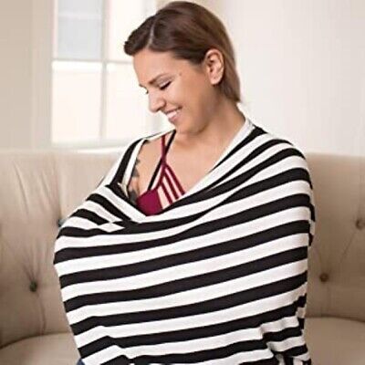 NEW Itzy Ritzy Mom Boss 4-In-1 Multi-Use Nursing Cover Scarf Black White Stripe • 12.37$