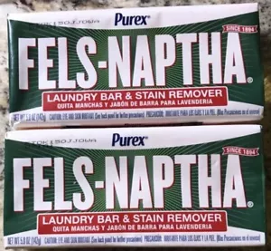 Fels-Naptha Laundry Soap Pack of TWO BARS Stain Remover Poison Ivy Oak Purex - Picture 1 of 2