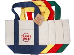 NEW Trader Joe’s mini canvas reusable tote bags set of All 4 COLORS FREE SHIP
