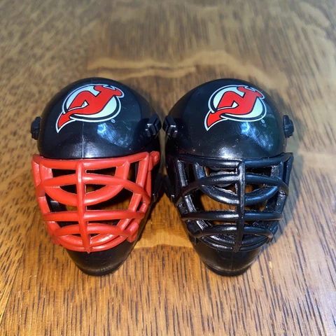 New Jersey Devils Hockey Goalie Mini Helmet Mask Franklin NHL 1.5" Lot of 2x Cover