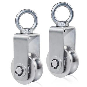 2 Pack Cable Pulley Wheel Stainless Steel Swivel Pulley Block Silence Rotation - Picture 1 of 7