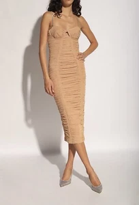 Self Portrait Dress - Nude mesh midi dress unworn XS - Picture 1 of 13