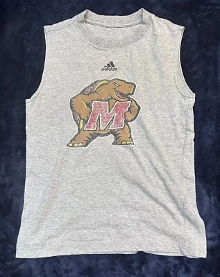 Серая футболка adidas Maryland Terrapins для мальчиков средний размер без рукавов 🼼 - Изображение 1 из 2