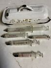 Vintage+Glass+Becton+Dickinson+B-D+Yale+Syringes+With+Enamel+White+Tray