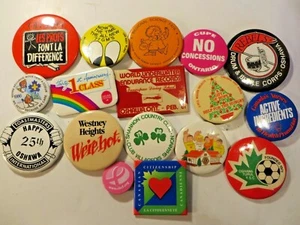 Lot Vintage Buttons 16 pinbacks Oshawa local clubs etc Rebels center toastmaster - Picture 1 of 5