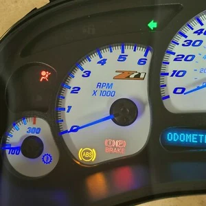 03-06 handcrafted sm orange Z71 LOGO TAHOE WHITE SS COMPLETE BLUE LED CLUSTER - Picture 1 of 2