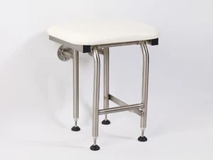 Sedile Doccia Pieghevole Imbottito con Gambe | Vinile Grado Marino | Può contenere fino a 400lb - Foto 1 di 42