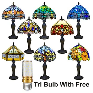 Tiffany Style Table Lamp Stained Glass Handcrafted Art Desk Light Bedside Lamps - Picture 1 of 16
