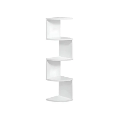 Libreria Scaffale Mensole Parete Angolare Moderna 5 Ripiani ad Angolo Bianco - Immagine 1 di 4