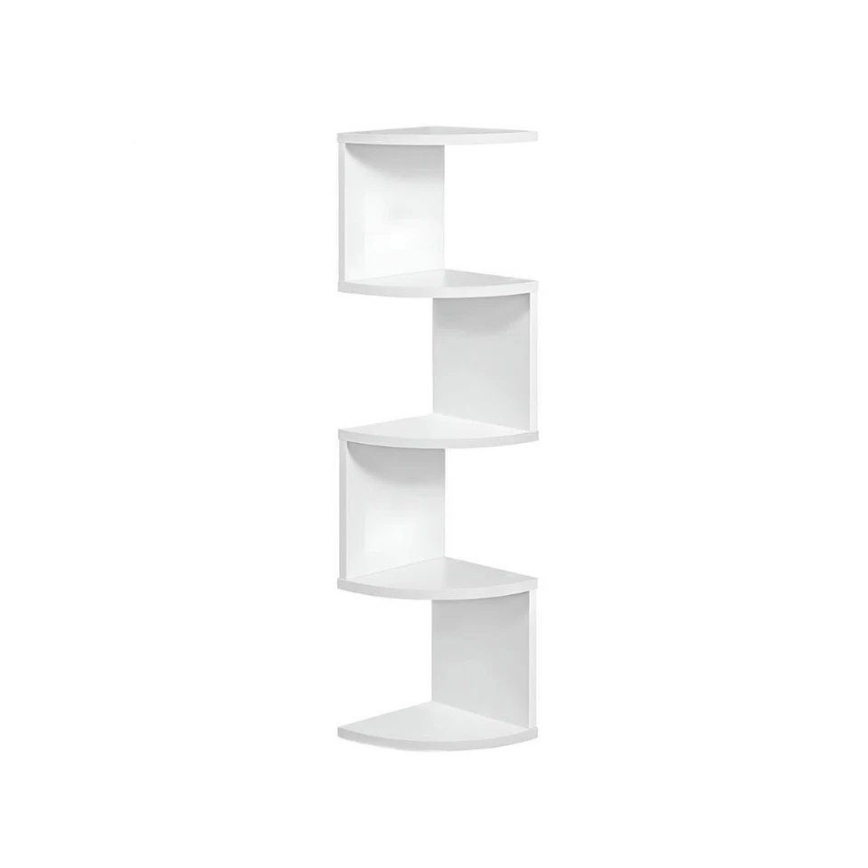 Libreria Scaffale Mensole Parete Angolare Moderna 5 Ripiani ad Angolo Bianco - Immagine 1 di 4