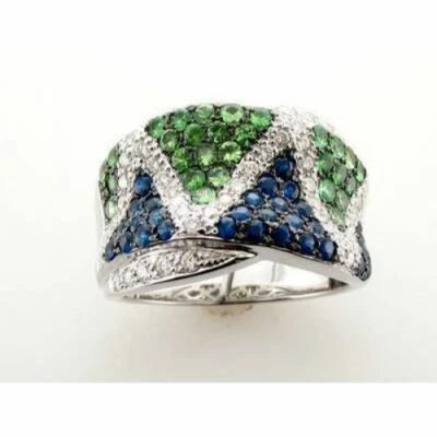 Anillo LeVian Oro Blanco 18K Zafiro H-I SI1 Diamante 2 quilates Talla 6 Foto 1 de 4