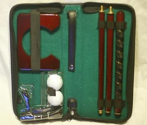 New Indoor Executive Golf Putter Set Travel Kit in Carry Case Wooden Cup 2 Balls - Picture 1 of 5