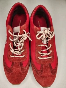 Runner Tory Burch donna 11 Annie nylon leggermente usato con camoscio rosso e bianco - Foto 1 di 6