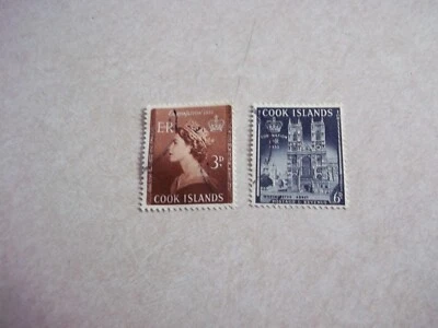 COOK ISLANDS Stamps SG 160-1 Scott 145-6 CORONATION SET Fine Used - Image 1 of 2