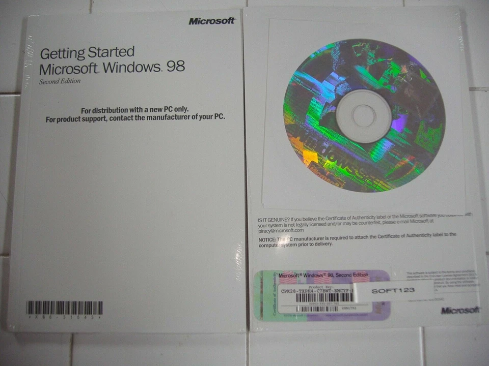 MICROSOFT WINDOWS 98 SE SECOND EDITION FULL ENGLISH VERSION MS WIN 98SE =NEW= - Image 1 of 2