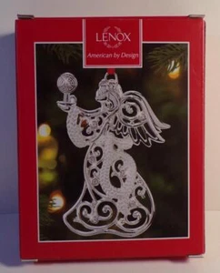 Lenox Funkeln & Scrollen mattiert klar Silberplatte Engel Weihnachtsschmuck Neu im Karton - Bild 1 von 7