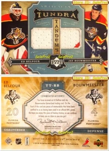 UD ARTIFACTS 2007 ED BELFOUR / JAY BOUWMEESTER PANTHERS DUAL GAME JERSEY 2C /50 - Picture 1 of 4