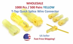1000pc Insulated 12-10 AWG T-Taps Quick Splice Wire Terminal Connectors YELLOW - Picture 1 of 5