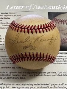 SANDY KOUFAX 3 SIGNED AUTOGRAPHED ONL FEENEY BASEBALL! Dodgers! "#32"! FULL JSA - Picture 1 of 3